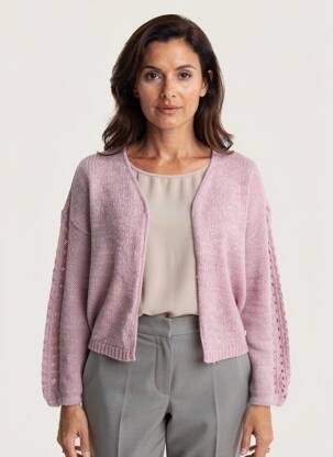 Gilet manches longues col v rose CREAM femme