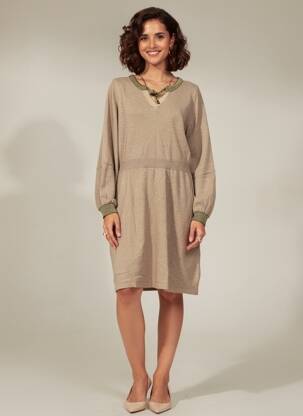 Robe mi-longue manches longues manches longues marron DIPLODOCUS femme