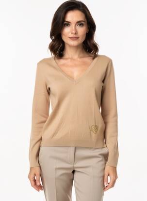 Pull coupe cintrée manches longues marron LIU JO femme