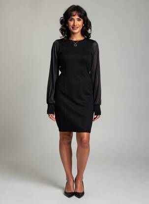 Robe pull stretch manches longues noir MOLLY BRACKEN femme