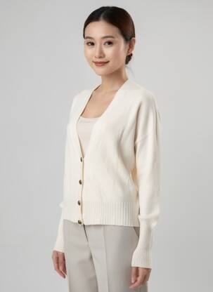 Gilet manches longues resserrée sur le bas beige PAKO LITTO femme