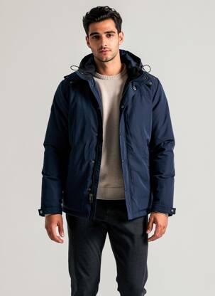 Doudoune poches a capuche bleu MARINE DE SAVOIE homme