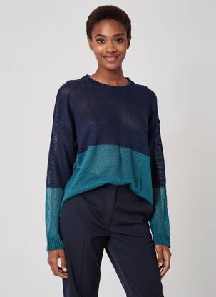 Pull stretch manches longues bleu INDI & COLD femme