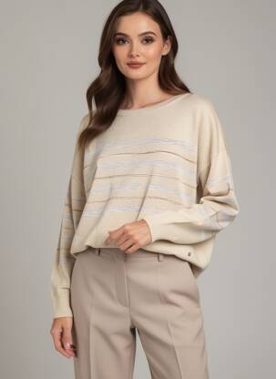 Pull coupe droite manches longues beige MOS MOSH femme