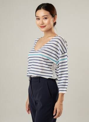 Pull coupe cintrée manches 3/4 blanc DIPLODOCUS femme