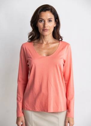 T-shirt manches longues manches longues orange LA FEE MARABOUTEE femme