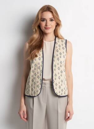 Gilet sans manche coupe droite beige DIPLODOCUS femme
