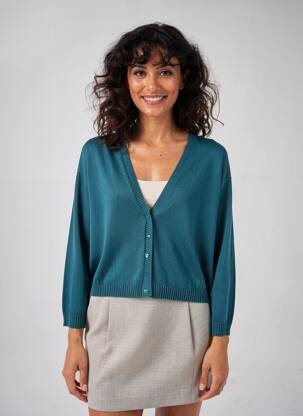 Gilet manches longues manches 3/4 vert LA FEE MARABOUTEE femme