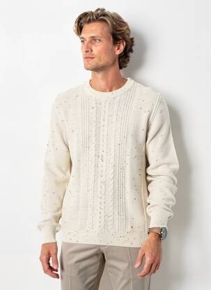 Pull col rond manches longues beige GARCIA homme