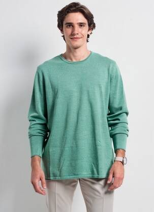 Pull col rond manches longues vert GARCIA homme