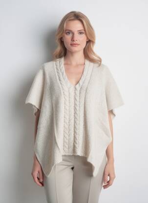 Pull col v manches 3/4 beige SALSA femme