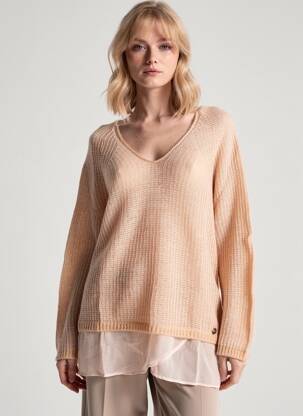 Pull coupe droite manches longues rose SALSA femme