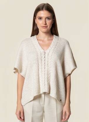 Pull col v manches 3/4 beige SALSA femme