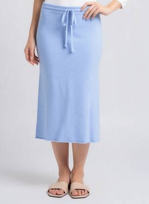 Jupe mi-longue stretch bleu MAX & ENJOY femme