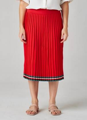 Jupe mi-longue stretch rouge TOMMY HILFIGER femme