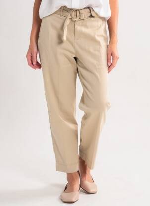 Pantalon droit tissage popeline taille normale beige GUESS femme