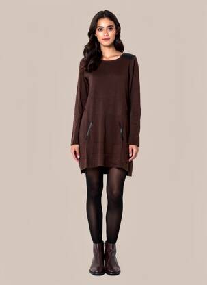 Robe pull coupe cintrée manches longues marron SALSA femme