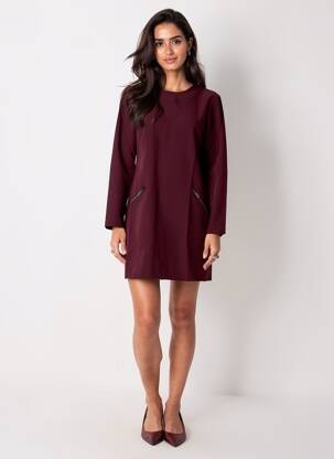 Robe courte fermeture zippée au dos manches longues violet SALSA femme