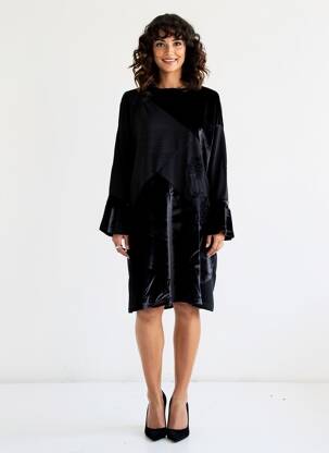 Robe mi-longue manches longues manches longues noir DESIGUAL femme