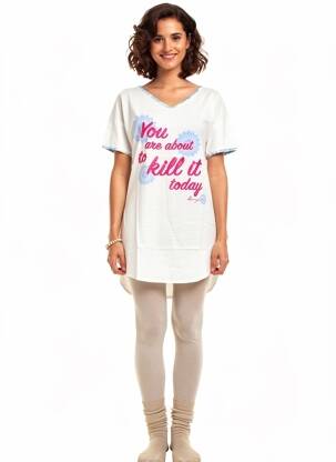 Chemise de nuit col v blanc DESIGUAL femme