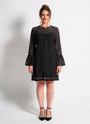 Robe courte fermeture zippée au dos manches longues noir DESIGUAL femme