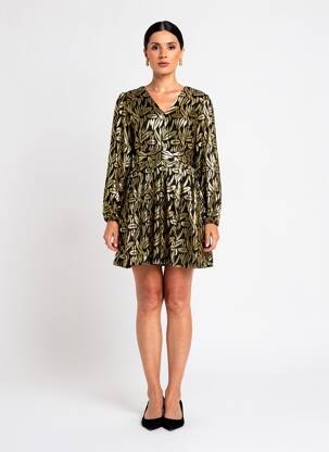 Robe courte manches longues manches longues noir CHARLIOR femme