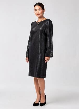 Robe mi-longue manches longues manches longues noir LE SINGE DE JULIE femme