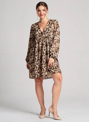 Robe courte manches longues manches longues marron IKOONE&BIANKA femme