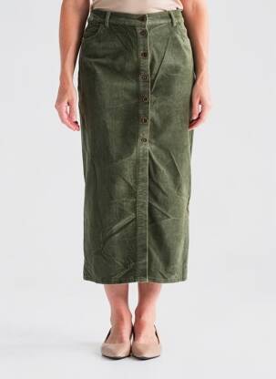 Jupe longue coupe droite vert fonce LCDN femme