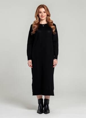 Robe pull stretch manches longues noir ZILCH femme