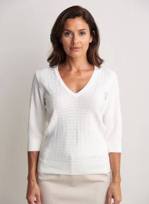 Pull coupe cintrée manches 3/4 blanc ESQUALO femme
