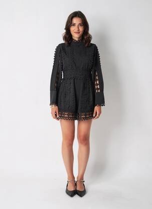 Combishort coupe cintrée manches longues noir LAMIAR femme