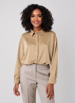 Chemisier coupe droite manches longues beige PENNYBLACK femme