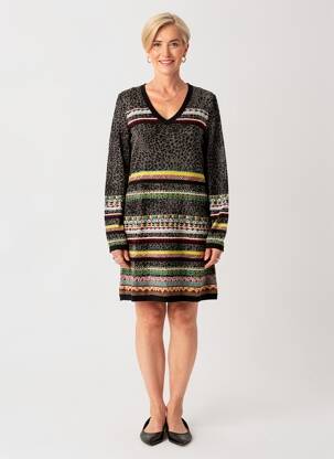 Robe pull col v manches longues noir ALDO MARTIN'S femme
