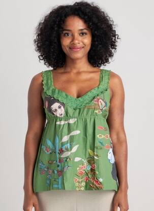 Top stretch fines bretelles vert DESIGUAL femme