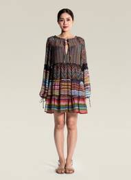 Robe courte manches longues manches longues noir DESIGUAL femme