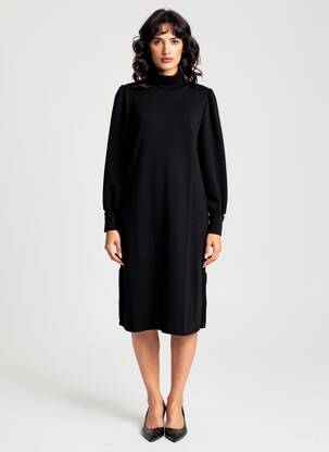 Robe mi-longue manches longues manches longues noir EGO femme