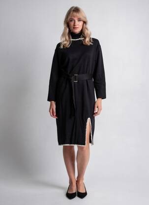 Robe pull stretch manches longues noir ANNY femme