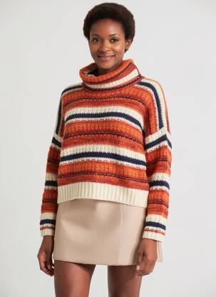 Pull col roulé stretch manches longues orange RINASCIMENTO femme