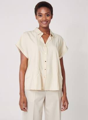 Chemisier coupe droite manches courtes beige SARAH JOHN femme