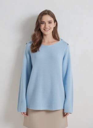 Pull coupe droite manches longues bleu SABLE ET MER femme