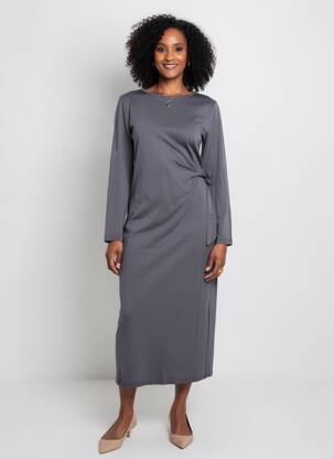 Robe mi-longue manches longues manches longues gris SEASON femme
