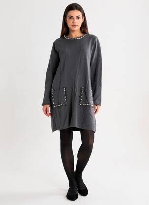 Robe pull stretch manches longues gris BLUOLTRE femme