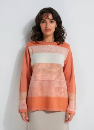 Pull coupe cintrée manches longues orange JUPER femme