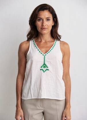 Top col v sans manche blanc MOLLY BRACKEN femme