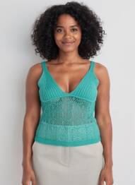 Pull maille ajourée fines bretelles vert MOLLY BRACKEN femme