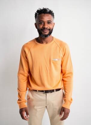 Pull col rond manches longues orange MCS homme