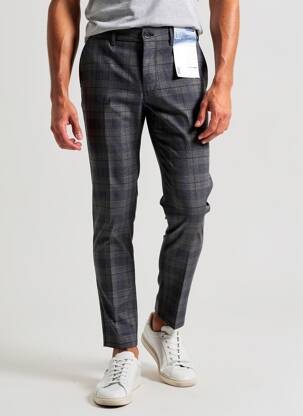 Pantalon chino imprimé imprimé prince de galle taille normale bleu M5 BY MEYER homme