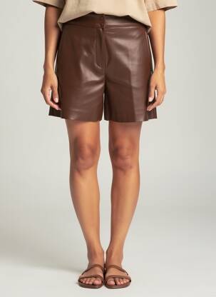 Short tissage simili-cuir taille normale marron PENNYBLACK femme