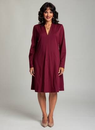 Robe mi-longue manches longues manches longues violet SURKANA femme
